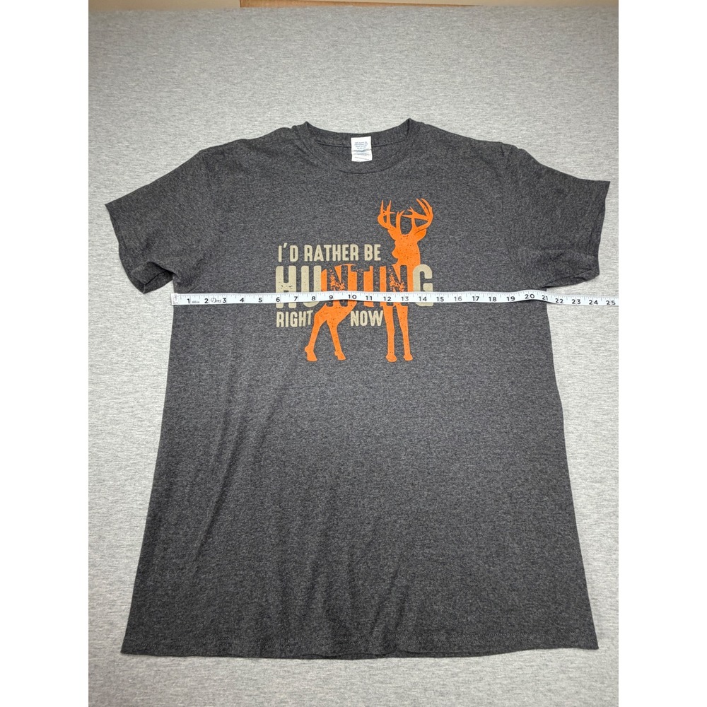Delta Pro Weight Mens Rather Be Hunting Graphic T-Shirt Grey Orange Buck Large - Picture 2 of 7